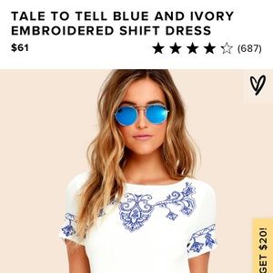 Tale to Tell Blue and Ivory Embroidered Lulus